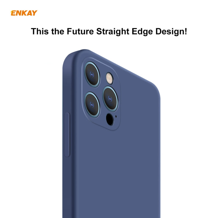 For iPhone 12 Pro Hat-Prince ENKAY ENK-PC0692 Liquid Silicone Straight Edge Shockproof Case + 0.26mm 9H 2.5D Full Glue Tempered Glass Film, For iPhone 12 Pro